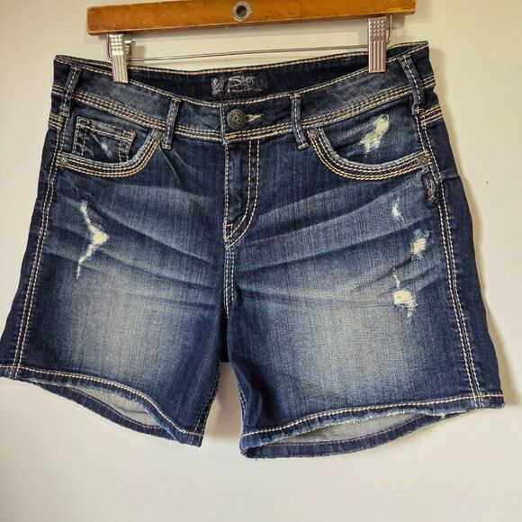 LIKE NEW SILVER JEANS SUKI HIGH SHORTS SIZE 31 W - Picture 1 of 16